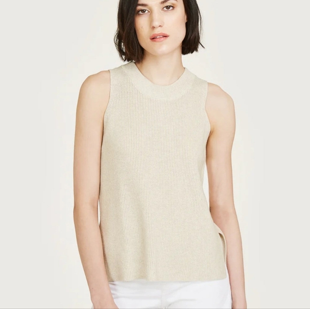 Autumn Cashmere 100% Cotton Old Money Ribbed Layering Perfection Tank Top Sz S